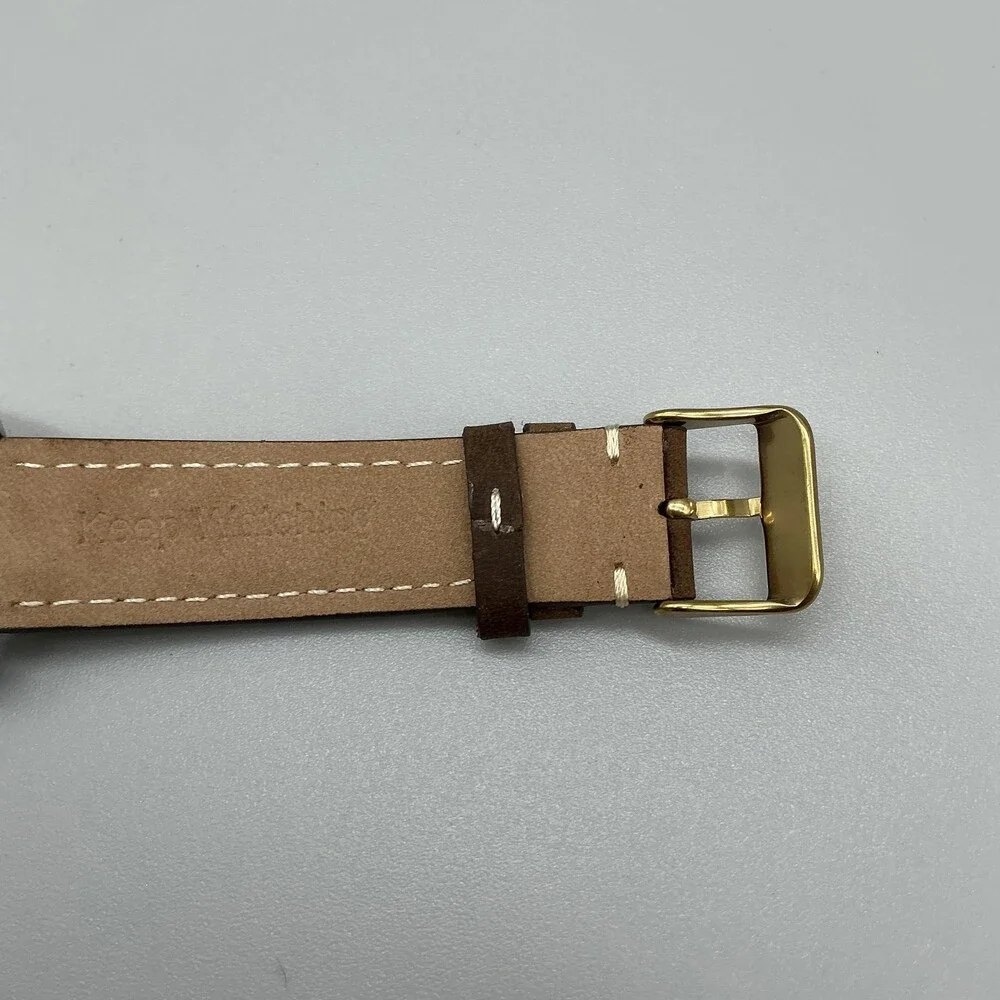 Armitron 20/1225 Mens Watch 38mm Silver Tone Brown Leather Day Date New Battery